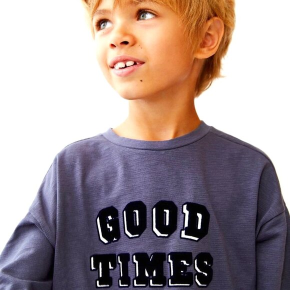 ZARA BOYS LONG SLEEVE TEE WITH FLOCK PRINT SIZE 6 - Picture 1 of 5